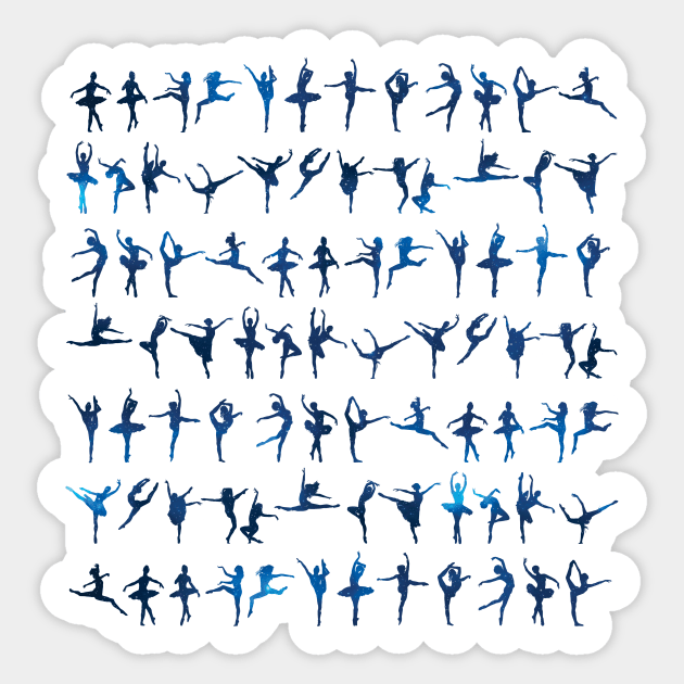 Dance poses silhouette pattern / texture (liquid gold) - ballerina - dance lover, ballet lover gift idea Sticker by Vane22april